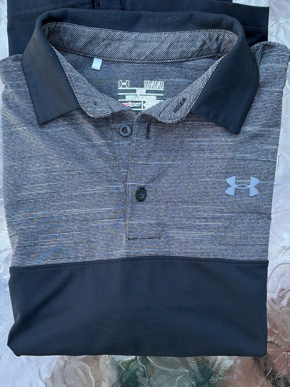 Under Armour Men’s Black Heathered Gray Performance Polo